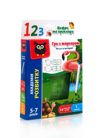 Игра с маркером "Пиши и вытирай. Цифры и примеры" VT5010-14 (укр) Vladi toys (232668256)