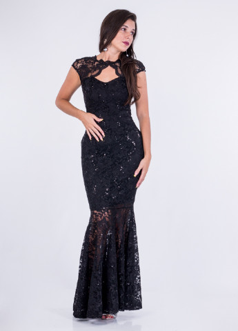 Чорна вечірня плаття, сукня годе, з відкритою спиною Jessica Wright однотонна