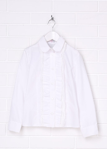 Блуза Sasha з довгим рукавом однотонна біла ділова