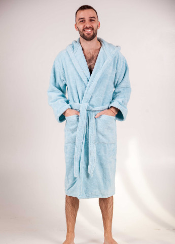 Халат махровий Bella, MicroCotton, однобарвний, блакитний, розмір XXXL (3800980994712) Bulgaria-Tex (251707677)