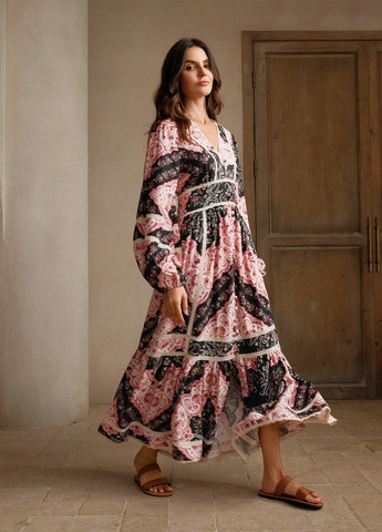 Комбинированное кэжуал платье SHEIN турецкие огурцы