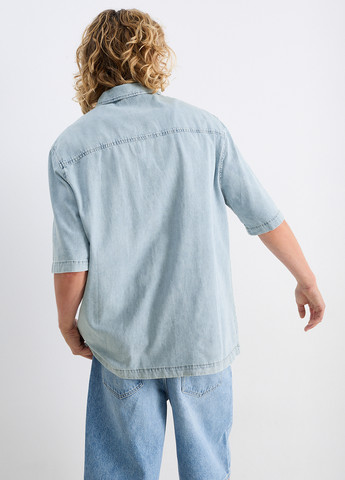 Голубой джинсовая рубашка однотонная C&A