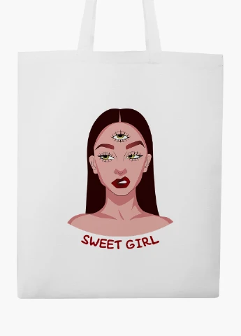 Еко сумка шоппер біла Мила дівчина Діджитал Арт (Sweet girl Digital art) (9227-1634-WT2) Еко сумка шоппер біла 41*35 см MobiPrint (219125723)