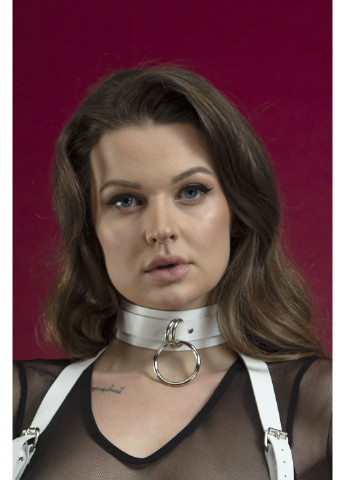 Чокер широкий с кольцом для поводка - Collar белый, натуральная кожа Feral Feelings (255690845)