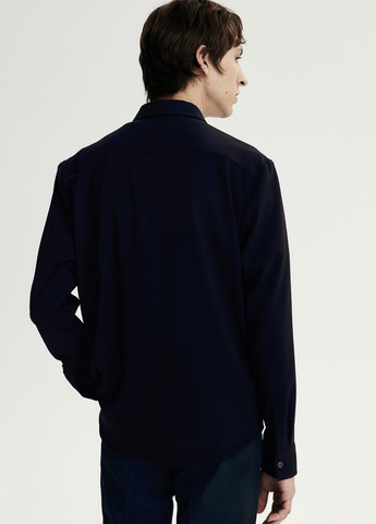 Индиго кэжуал рубашка однотонная H&M