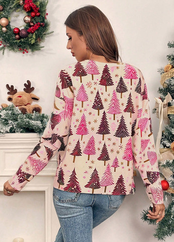 Комбинированный свитшот SHEIN новогодний без декора (332811122)