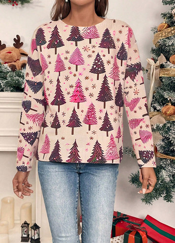 Комбинированный свитшот SHEIN новогодний без декора (332811122)