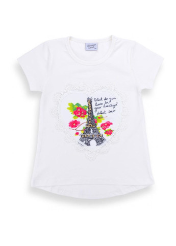 Белая демисезонная футболка детская с башней (8326-128g-white) Breeze