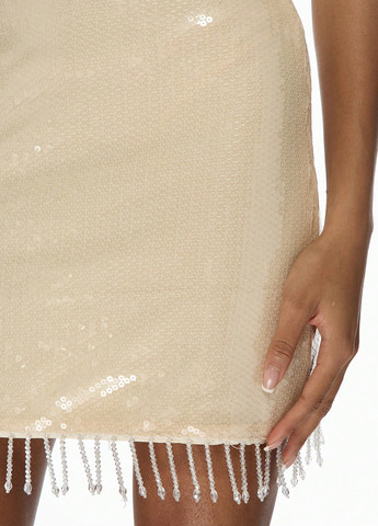 Кремова вечірня, кежуал сукня бандо, з відкритими плечима SHEIN однотонна