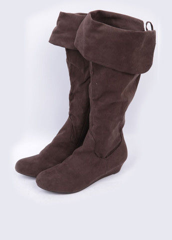 Женские коричневые сапоги ботфорты Cushion Walk завязки и на низком каблуке