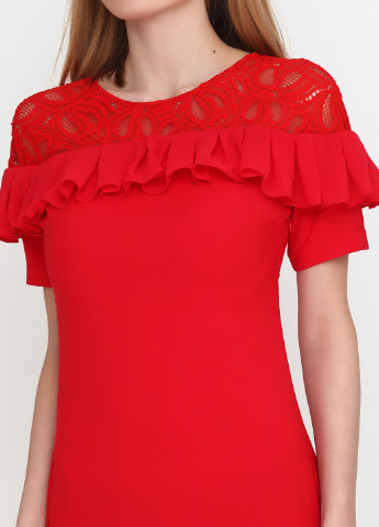 Красное кэжуал платье Sassofono фактурное