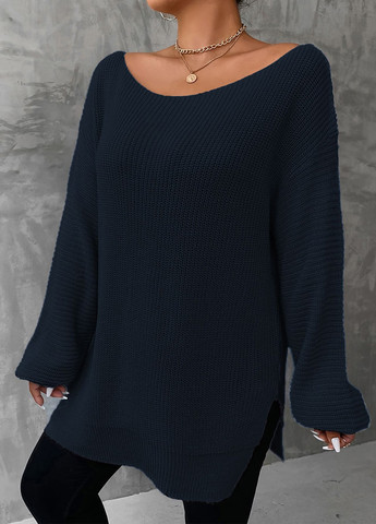 Темно-синій зимовий пуловер пуловер SHEIN