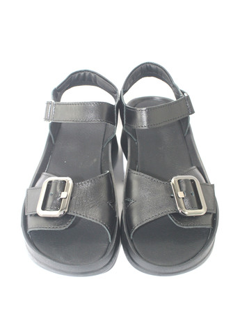 Черные босоножки Mila на липучке с пряжкой