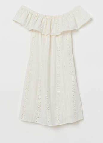 Молочное повседневный платье с вышивкой H&M однотонное