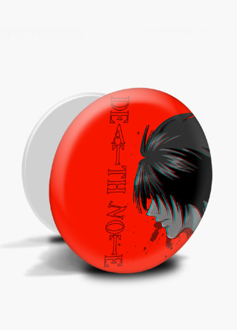 Попсокет (Popsockets) держатель для смартфона Эл Лоулайт Тетрадь смерти ( L Death Note) (8754-2824) Черный MobiPrint (221548566)