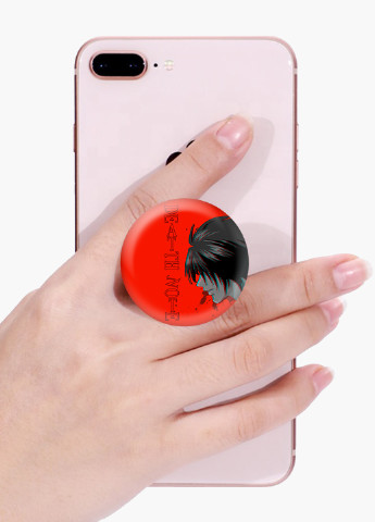 Попсокет (Popsockets) тримач для смартфону Ел Лоулайт Зошит смерті (L Death Note) (8754-2824) Чорний MobiPrint (221548566)