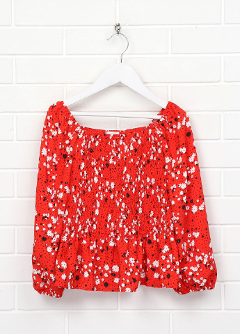 Красная цветочной расцветки блузка Next демисезонная