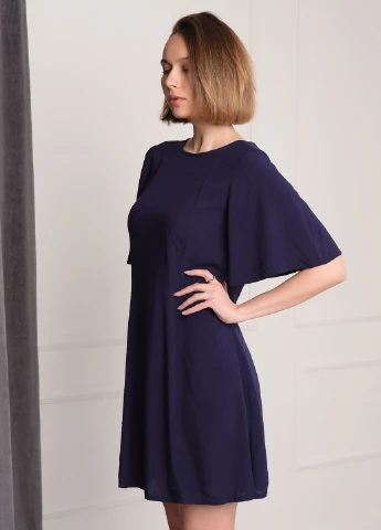 Темно-синее кэжуал платье Let's Shop однотонное