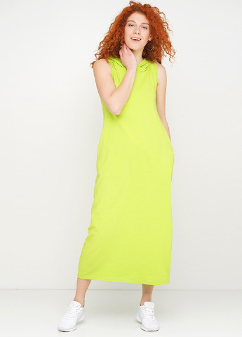 Лимонно-зеленое кэжуал платье а-силуэт Gingier однотонное