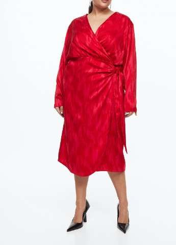 Красное коктейльное платье H&M с рисунком