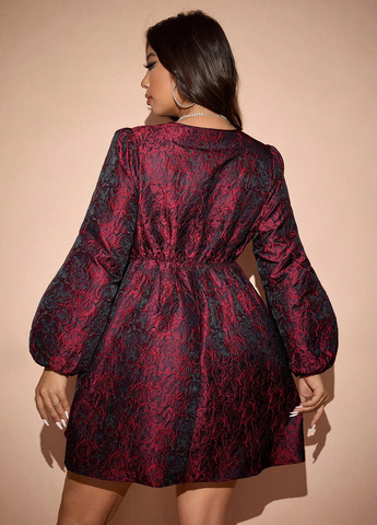 Бордова святковий, коктейльна, вечірня сукня кльош, а-силует SHEIN троянди