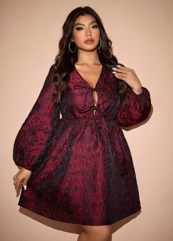 Бордова святковий, коктейльна, вечірня сукня кльош, а-силует SHEIN троянди