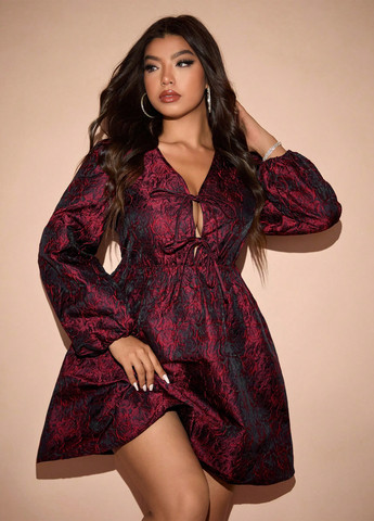 Бордова святковий, коктейльна, вечірня сукня кльош, а-силует SHEIN троянди