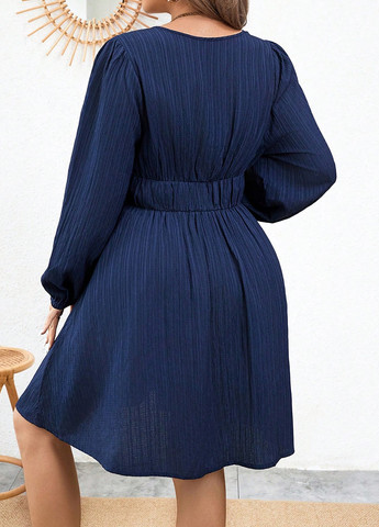 Темно-синя ділова сукня кльош SHEIN однотонна