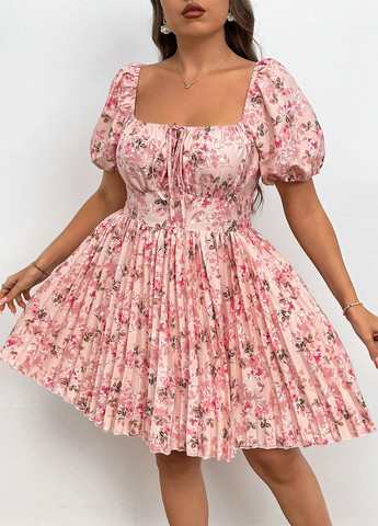 Персикова кежуал сукня а-силует SHEIN з квітковим принтом