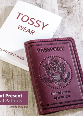 Обложка на паспорт Passport USA col.L бордовая DNK Leather (253933075)