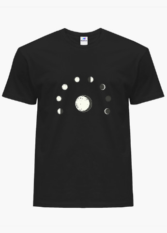 Чорна демісезон футболка жіноча фази місяця (moon phases) (8976-1798) xxl MobiPrint