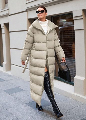 Світло-бежева зимня куртка куртка-пальто SHEIN