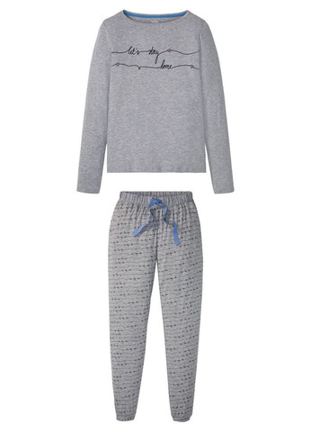 Серая всесезон пижама (лонгслив, брюки) лонгслив + брюки Esmara