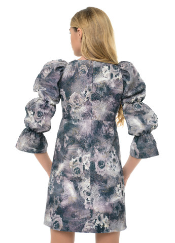 Комбинированное кэжуал платье а-силуэт GINGERI с цветочным принтом