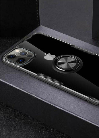 TPU + PC чохол CrystalRing for Magnet (opp) для Apple iPhone 12 Pro / 12 (6.1 ') Безбарвний / Чорний (is_00000038426_4) Deen (229726596)