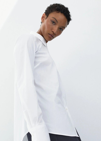 Белая кэжуал рубашка однотонная H&M