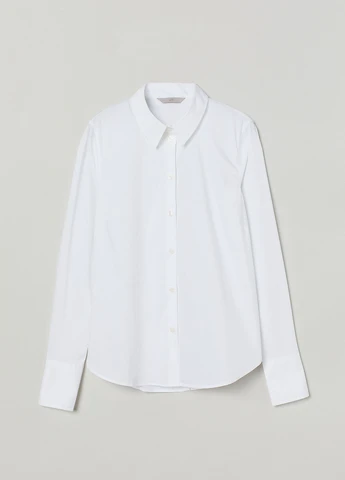 Белая кэжуал рубашка однотонная H&M