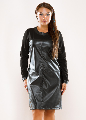 Черное кэжуал платье короткое Lady Style однотонное