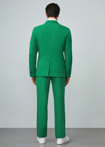 Зеленый демисезонный костюм (пиджак, брюки) брючный SHEIN