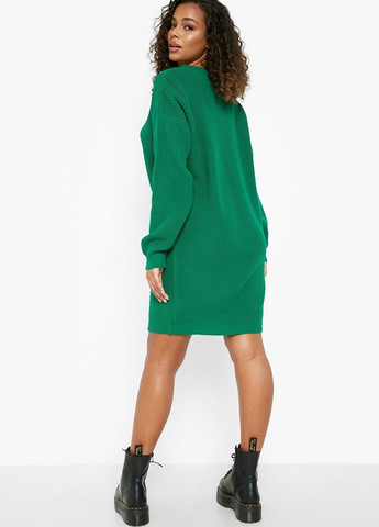 Зеленое кэжуал платье платье-свитер Boohoo однотонное