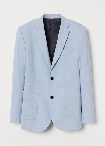 Пиджак H&M однобортный меланж светло-голубой кэжуал полиэстер
