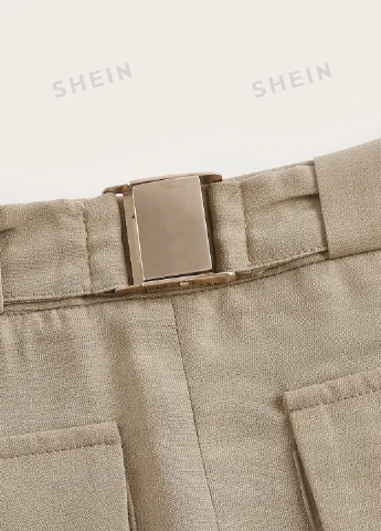 Светло-бежевая кэжуал, спортивная однотонная юбка SHEIN