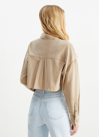 Бежевая кэжуал рубашка однотонная C&A