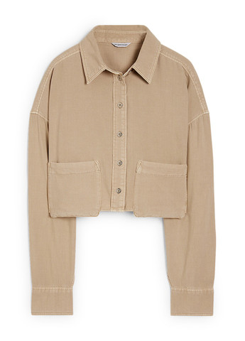 Бежевая кэжуал рубашка однотонная C&A