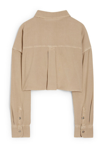 Бежевая кэжуал рубашка однотонная C&A