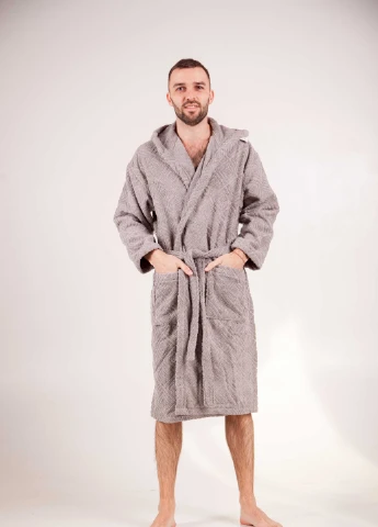 Халат махровий Berlin, сірий, розмір XL (3800980994453) Bulgaria-Tex плотность - 420 гр/м2 (251459961)