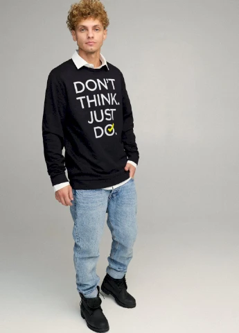 Чорний свитшот мужской oversize /no flis/ YAPPI малюнок (254557574)