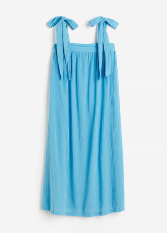 Голубое кэжуал платье с открытыми плечами H&M однотонное