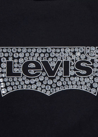 Levi's свитшот логотип черный кэжуал хлопок, трикотаж, флис