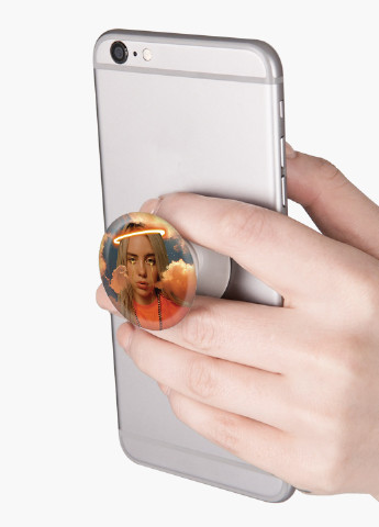 Попсокет (Popsockets) тримач для смартфону Біллі Айлиш (Billie Eilish) (8754-1600) Чорний MobiPrint (216748521)